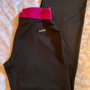 Reebok workout pants. Black w magenta/pink.